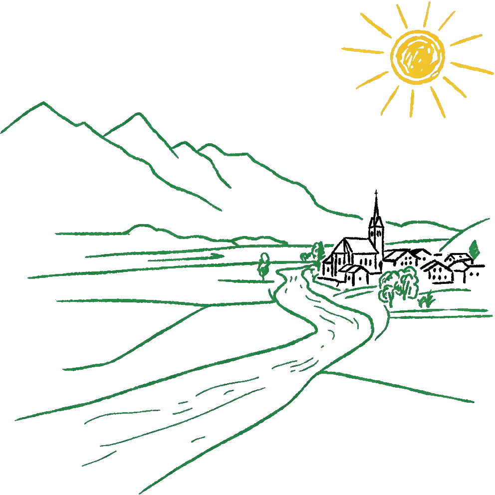 Illustration de Romanel-sur-Lausanne : village vaudois, rivière et collines